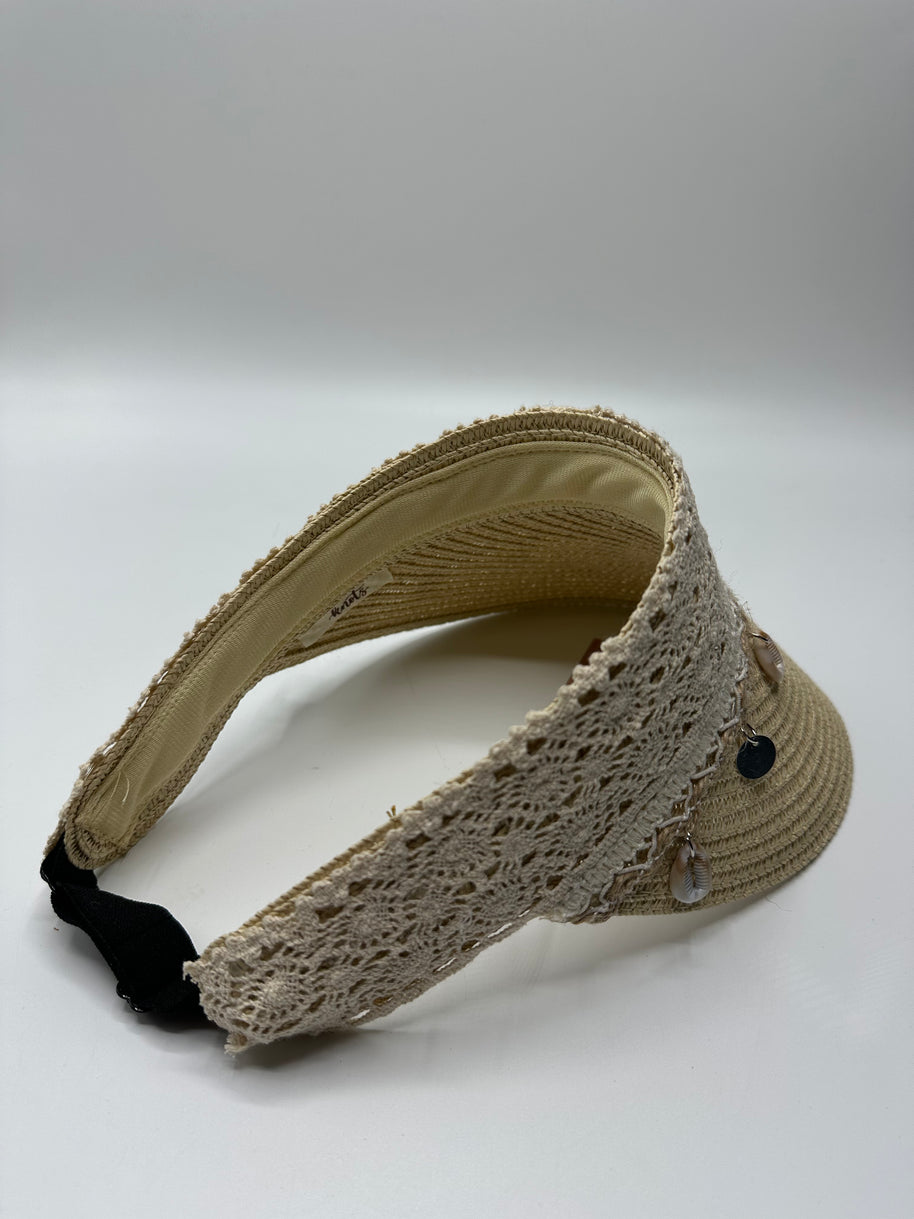 Knots by nada Straw Visor Hat - Off White