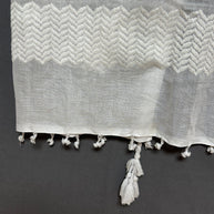 Tendresse Boutique White Knitted Abaya with Lebanon Design