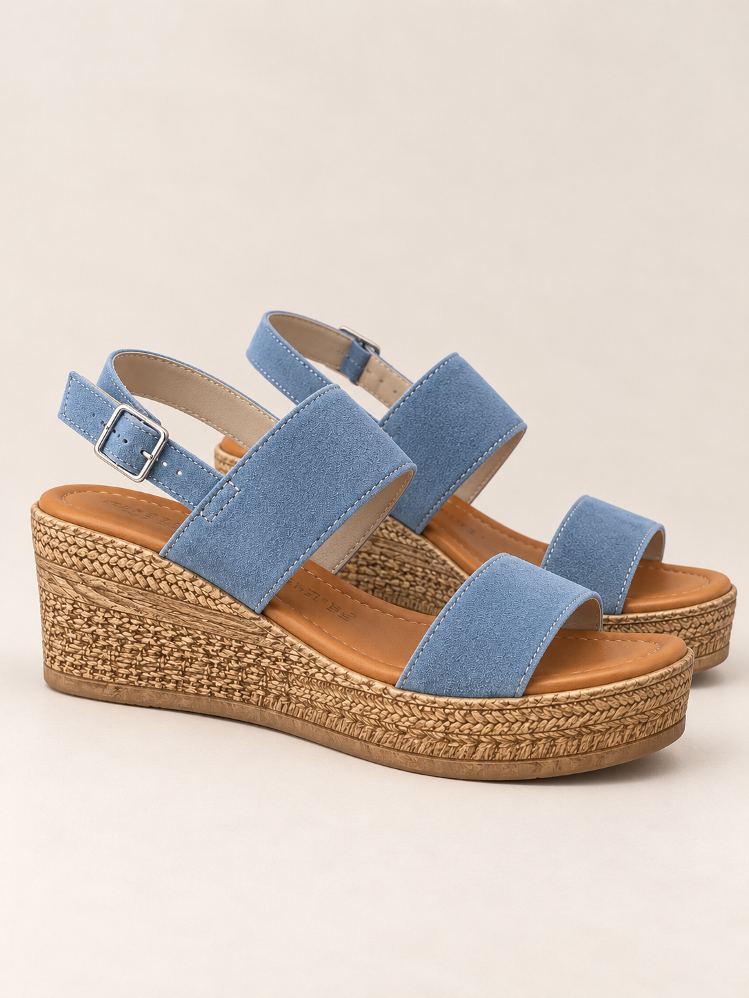 KOAN Federica Lorenzi Jeans Suede Wedge Sandal