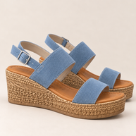 KOAN Federica Lorenzi Jeans Suede Wedge Sandal
