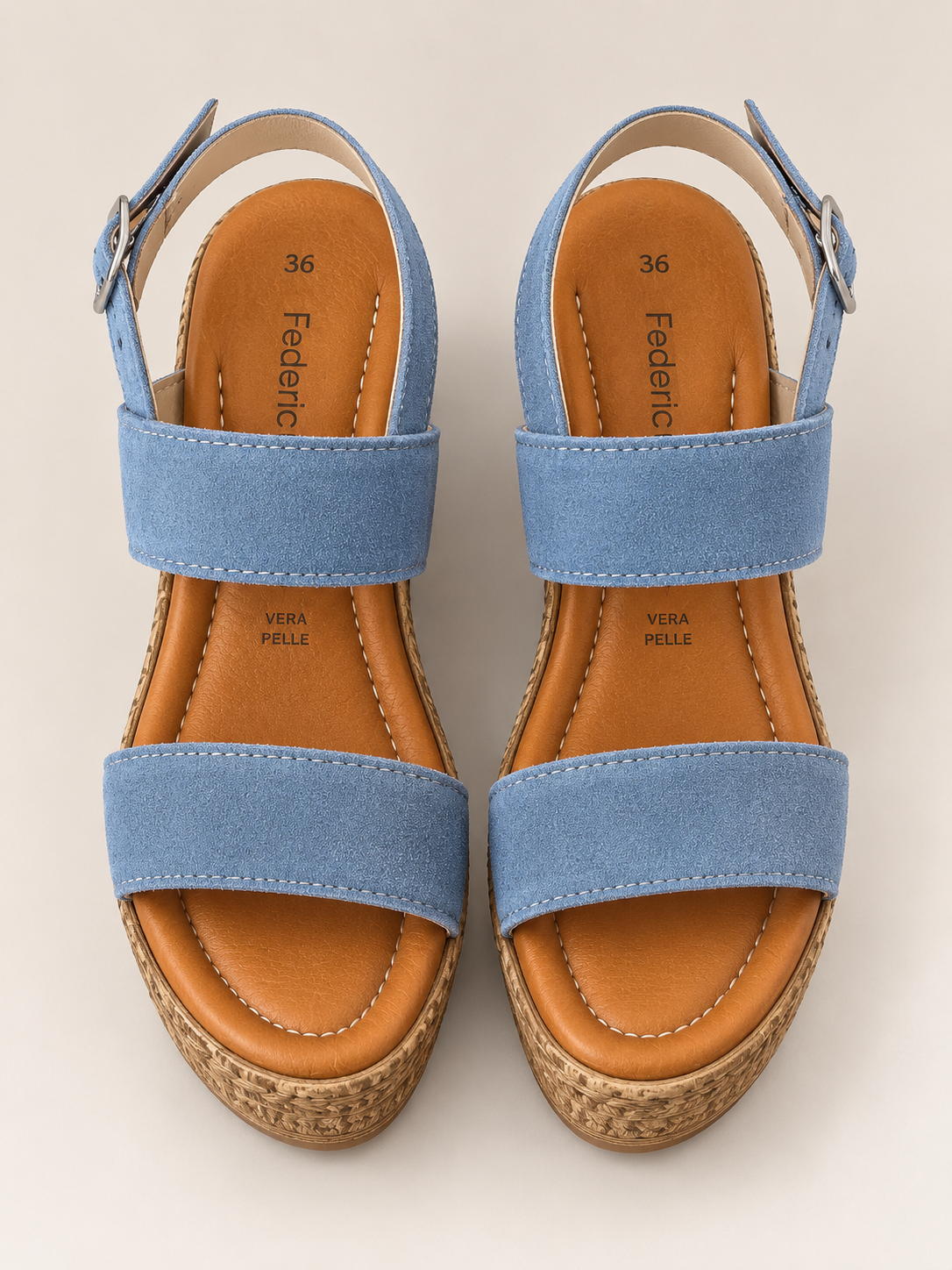 KOAN Federica Lorenzi Jeans Suede Wedge Sandal