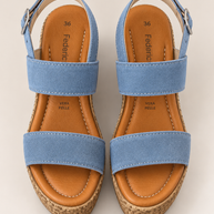 KOAN Federica Lorenzi Jeans Suede Wedge Sandal