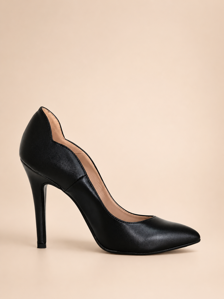 KOAN Onde Piane Black Curved-Topline Stiletto Pump
