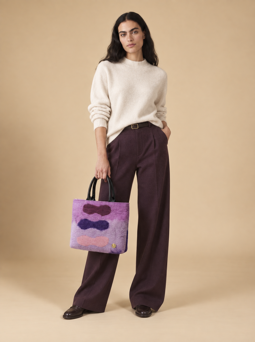 J circle Mauve Wet-Felted Bag