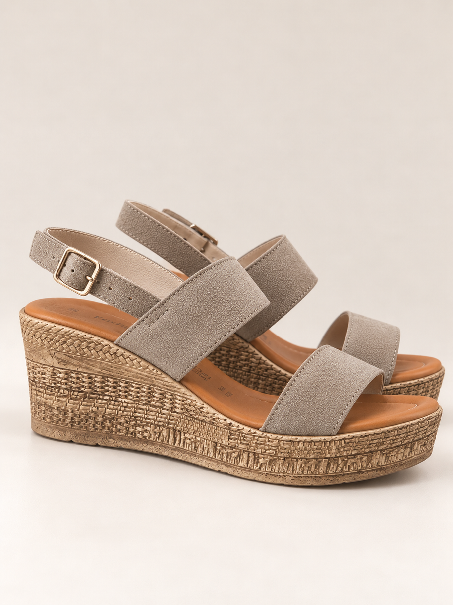 KOAN Federica Lorenzi Taupe Suede Wedge Sandal