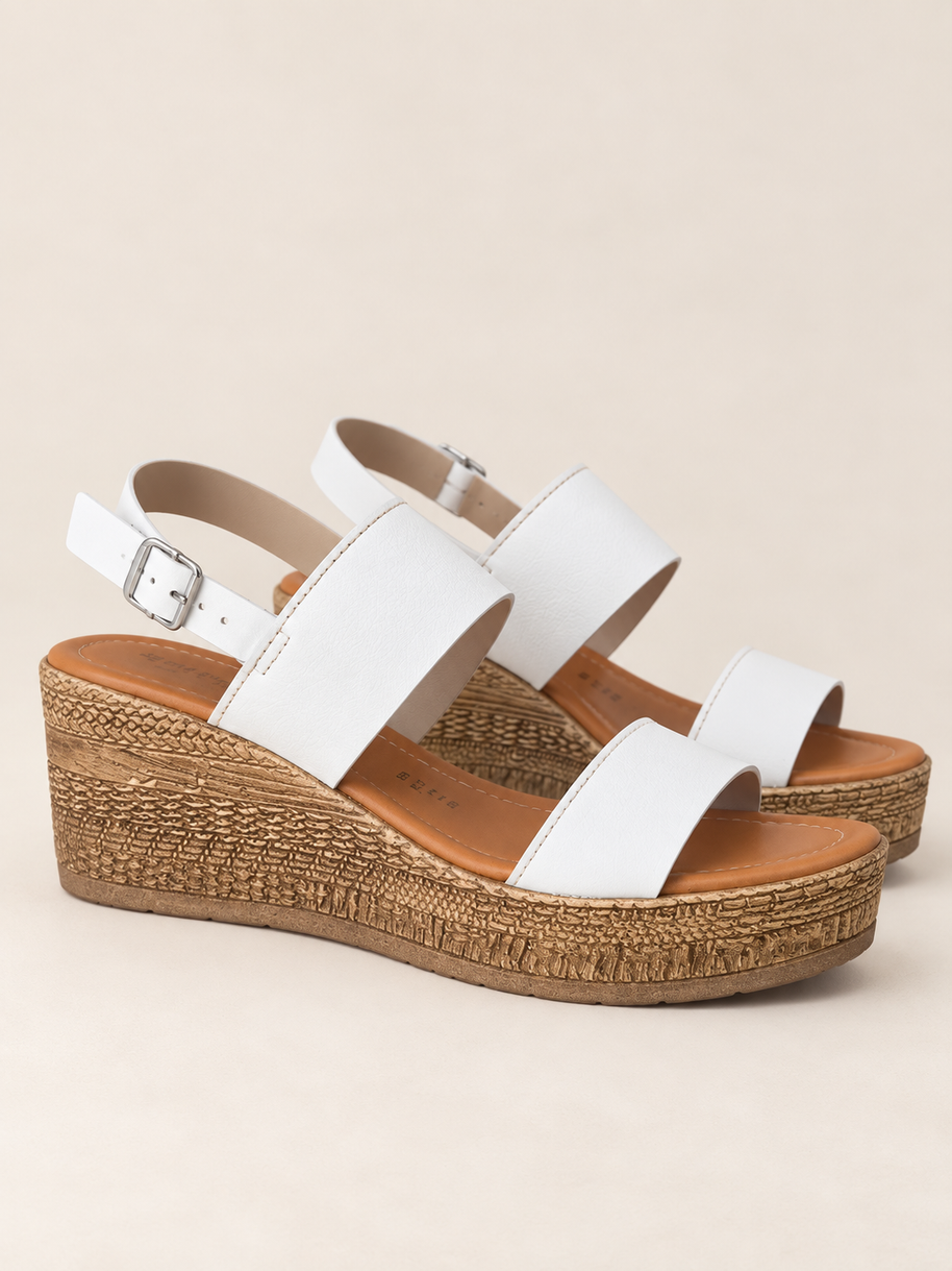 KOAN Federica Lorenzi White Leather Wedge Sandal