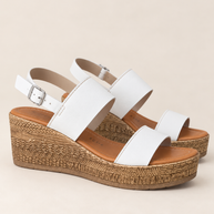 KOAN Federica Lorenzi White Leather Wedge Sandal