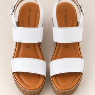 KOAN Federica Lorenzi White Leather Wedge Sandal