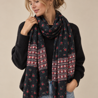By Rita Raphael Wool Floral Shawl