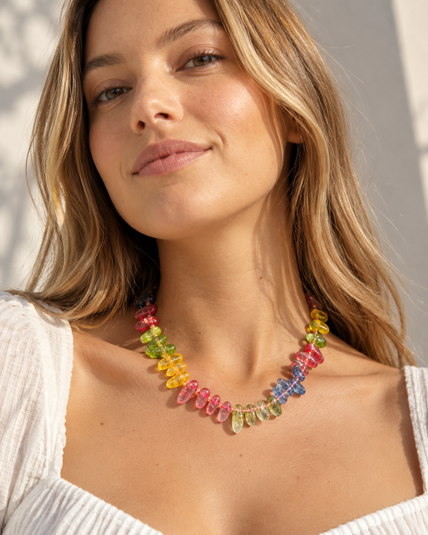 Yellow Elephant Mosaic Pendant Necklace