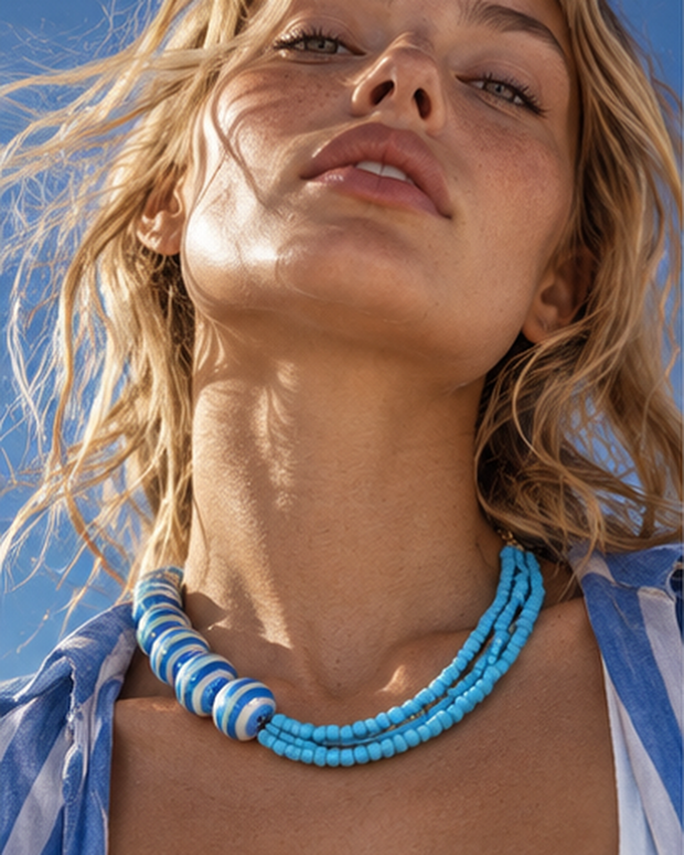 Yellow Elephant Ocean Blue Choker
