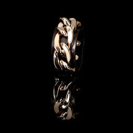 The Dark Brown Leather Chain Cuff Bracelet with Oversized Gold Links Handmade Statement Bracelet