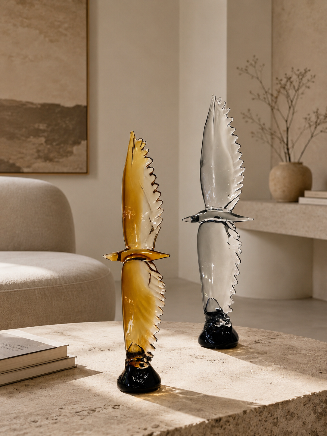 Tati deco Murano flying eagle amber grey