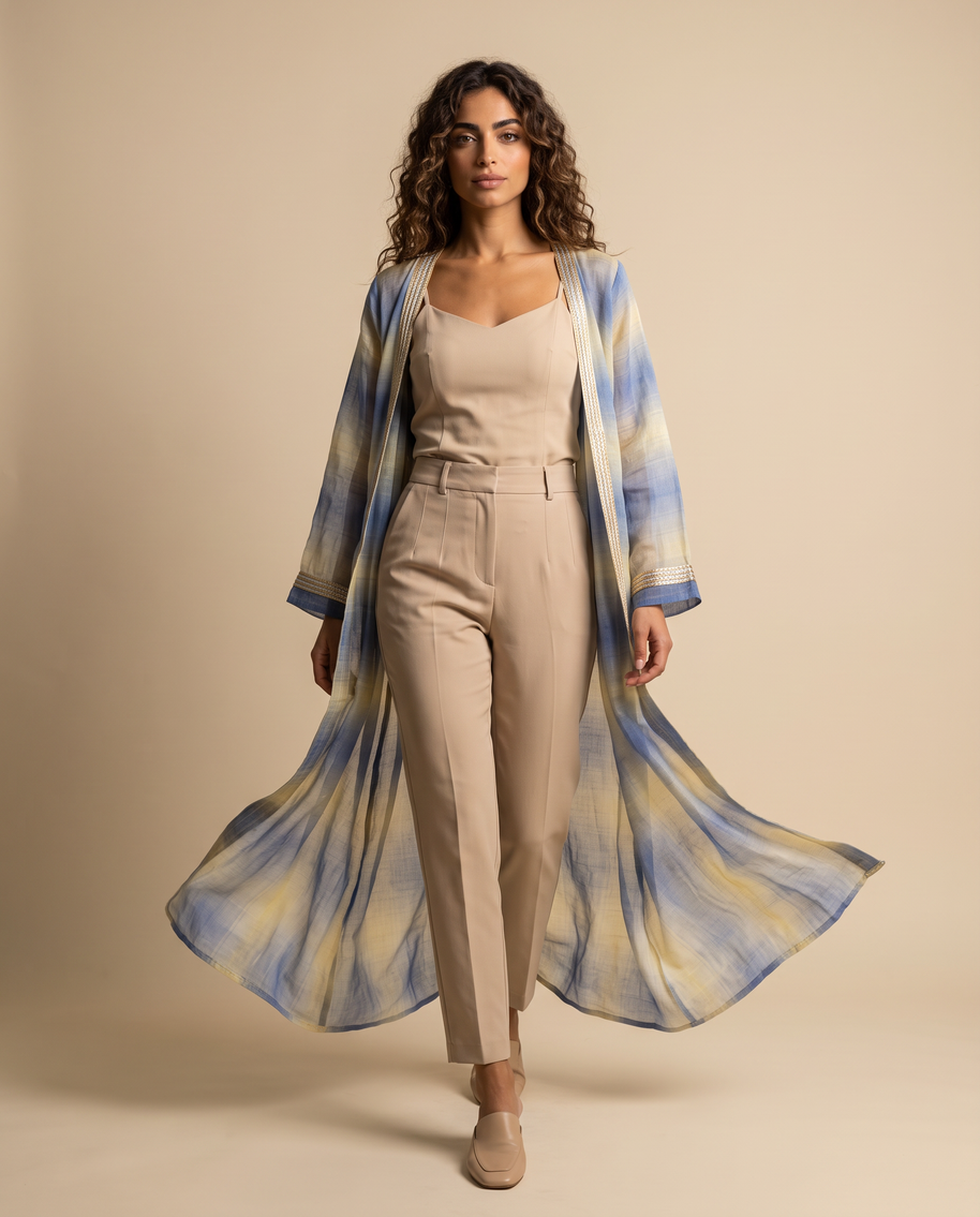 Kaafmoon Blue and Yellow Shimmer Cover-Up