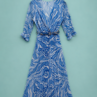 Tendresse Boutique Blue & White Pleated Dress