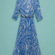 Tendresse Boutique Blue & White Pleated Dress
