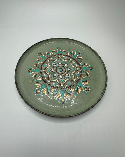 Light green Ceramic plate for salads and snacks