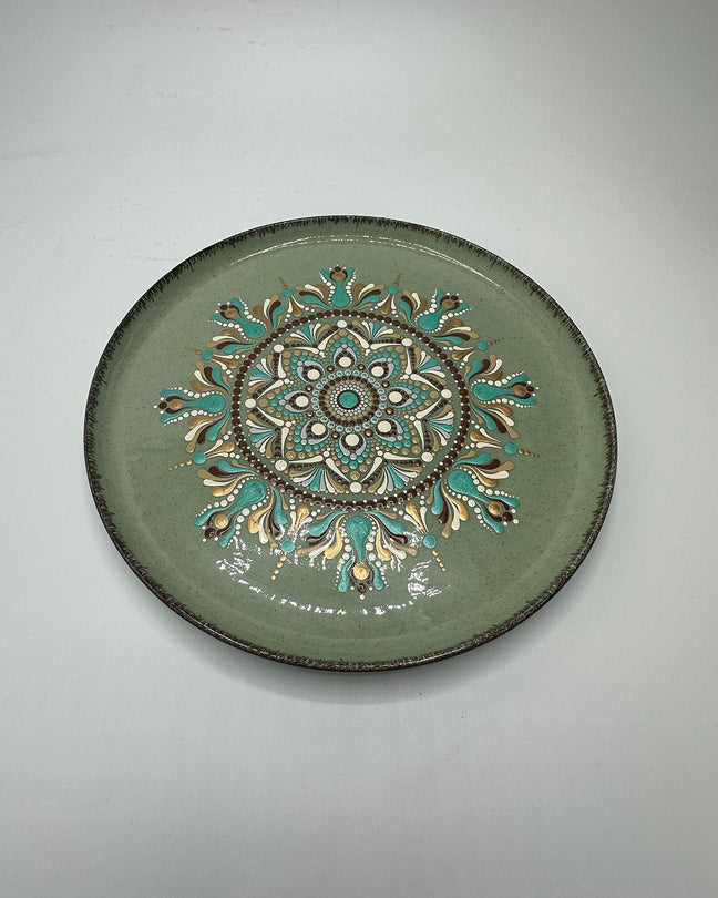 Light green Ceramic plate for salads and snacks