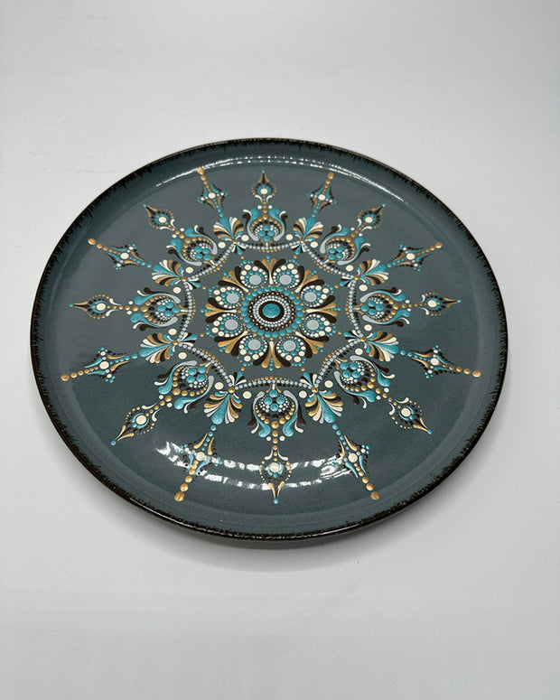 Light grey Ceramic plate for salads and snacks