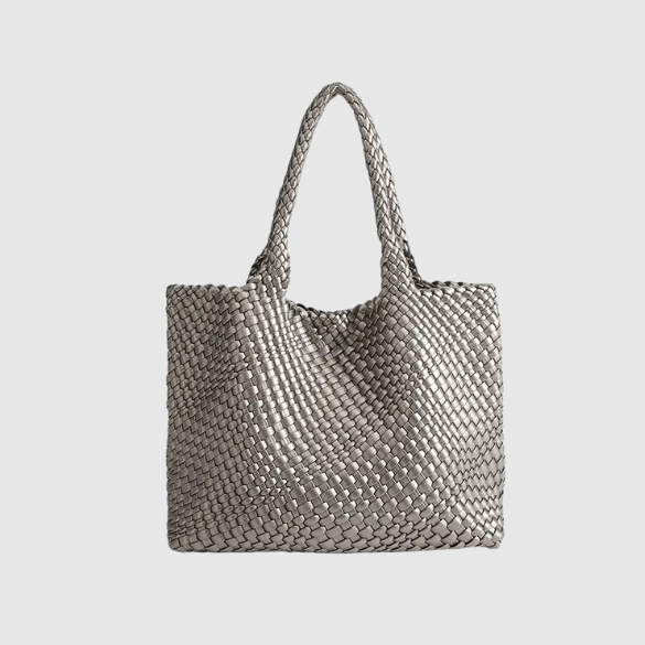 CHARMPOP Naomi Naomi | Woven Vegan Leather Tote Bag | Charmpop Lebanon