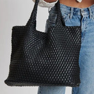 CHARMPOP Naomi Naomi | Woven Vegan Leather Tote Bag | Charmpop Lebanon