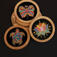 Set of 6 Wooden Round Coasters