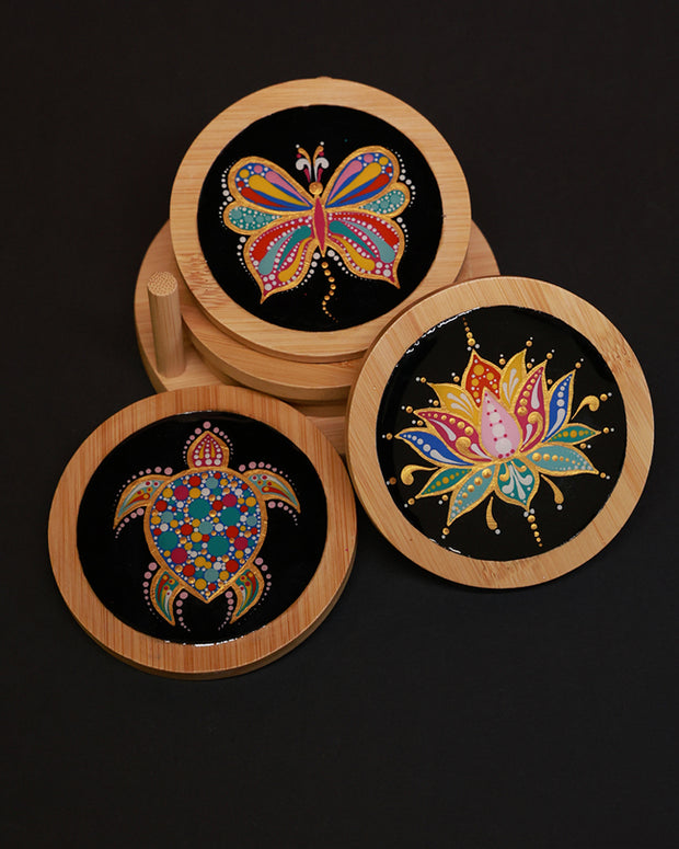 Set of 6 Wooden Round Coasters