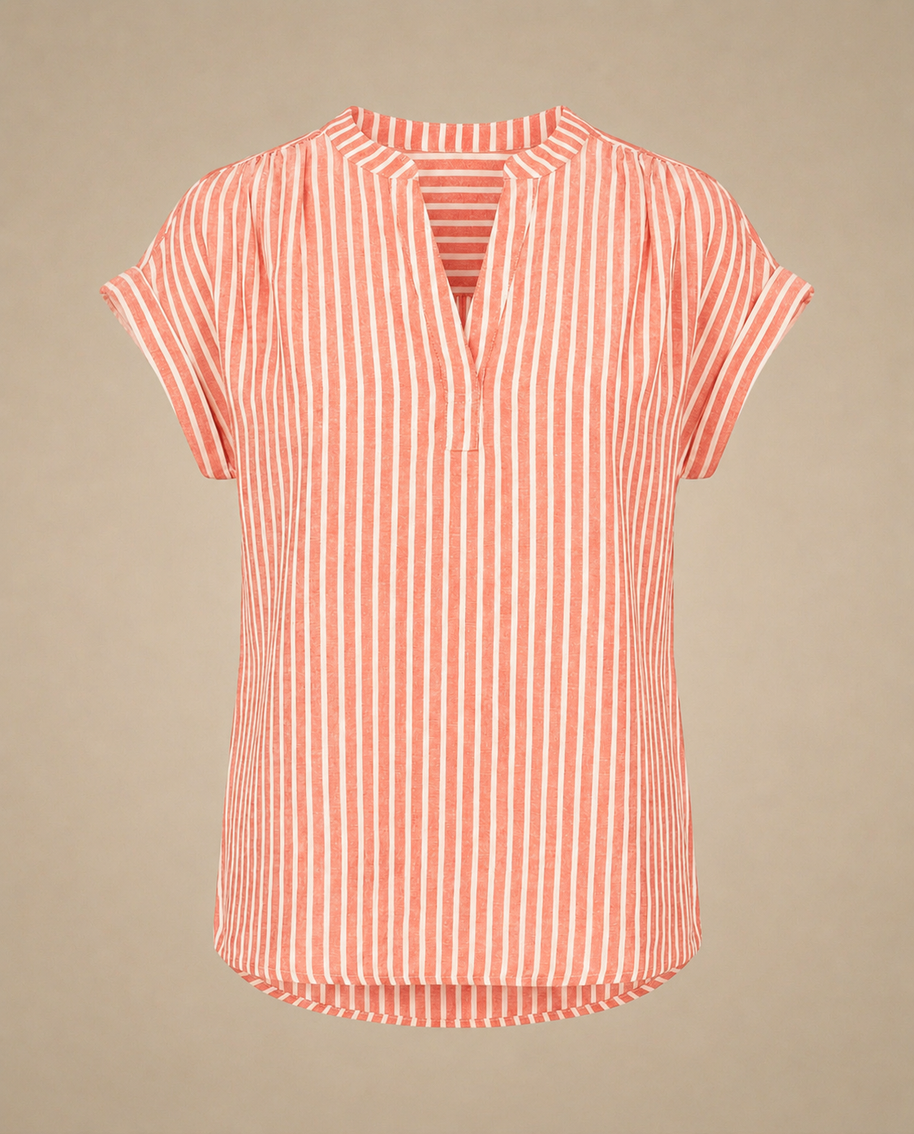 Jones new York Sleeveless T Shirt Stripped Grey/Coral White