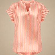 Jones new York Sleeveless T Shirt Stripped Grey/Coral White