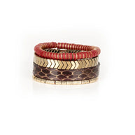 The Dark The Ember Trail Red, Gold & Brown Layered Bracelet Set