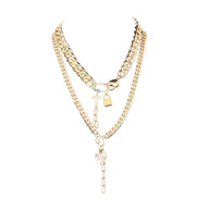 The Dark Layered Gold Chain Necklace with Charms