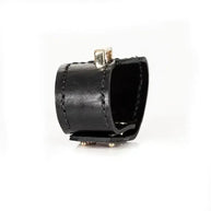 The Dark Bold Contrast Leather Cuff Black & Metallic Bronze