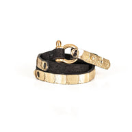 The Dark Gold Python Double Wrap Leather Bracelet Sale price