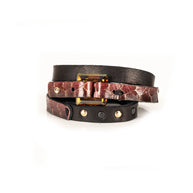 The Dark Burgundy Crocodile Leather Bracelet with Rectangular Crystal