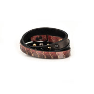 The Dark Burgundy Crocodile Leather Bracelet with Rectangular Crystal