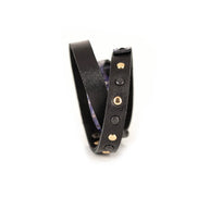 The Dark Purple Python Leather Bracelet with Rectangular Crystal