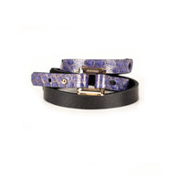 The Dark Purple Python Leather Bracelet with Rectangular Crystal