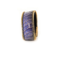 The Dark Purple Python Leather Cuff with Gold Zipper Edges