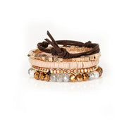 The Dark The Autumn Whisper Beaded Bracelet Set with Leaf Charm
