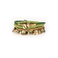 The Dark The Verde Spirit Green Stone & Gold Layered Bracelet Set
