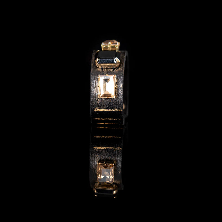 The Dark Noir Ascendant Crystal Leather Cuff