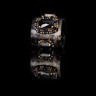 The Dark Black Crystal Embellished Leather Statement Cuff Bracelet