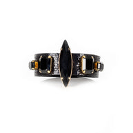 The Dark Obsidian Eclipse Crystal Leather Cuff