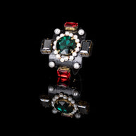 The Dark Imperial Crown Crystal Leather Cuff