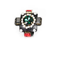 The Dark Imperial Crown Crystal Leather Cuff