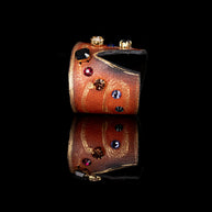 The Dark Molten Copper Aura Cuff Hand-Finished Leather Crystal Statement Bracelet