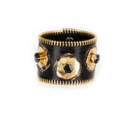 The Dark Obsidian Halo Zipper Leather Cuff