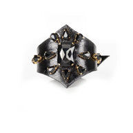 The Dark Black Obsidian Leather Cuff Bracelet