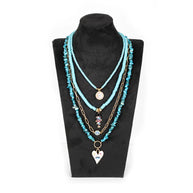 The Dark Layered Turquoise Beaded Necklace with Charms