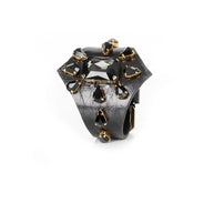The Dark Black Obsidian Leather Cuff Bracelet